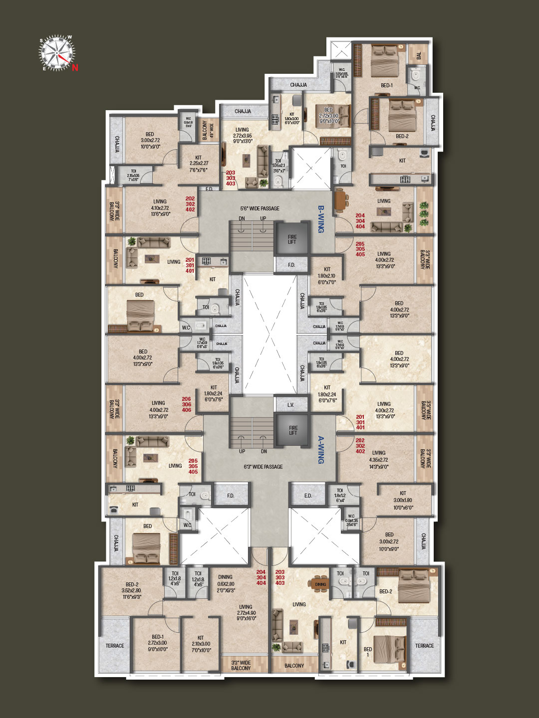 2nd–4th Floor Plan