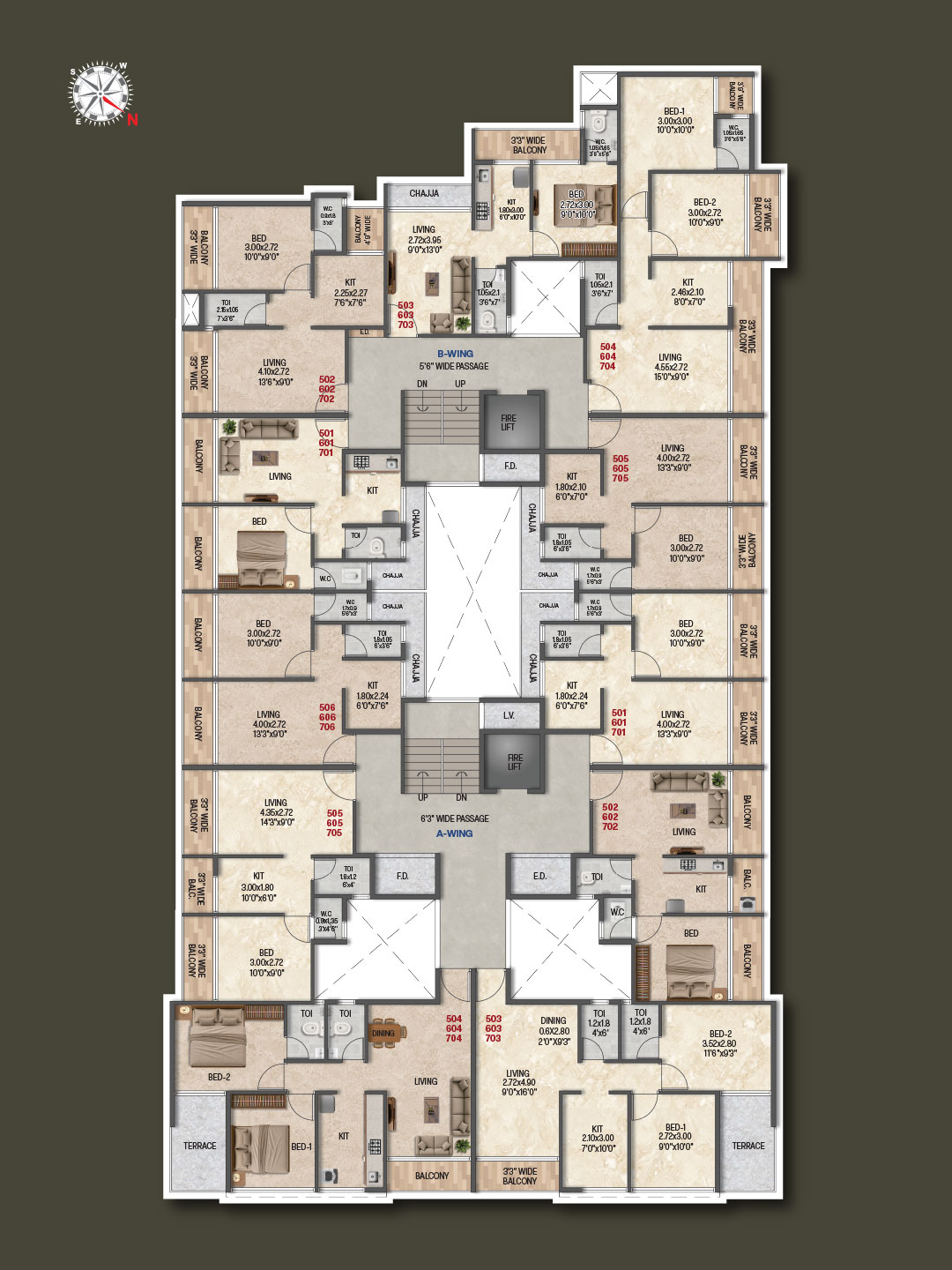 5th–7th Floor Plan